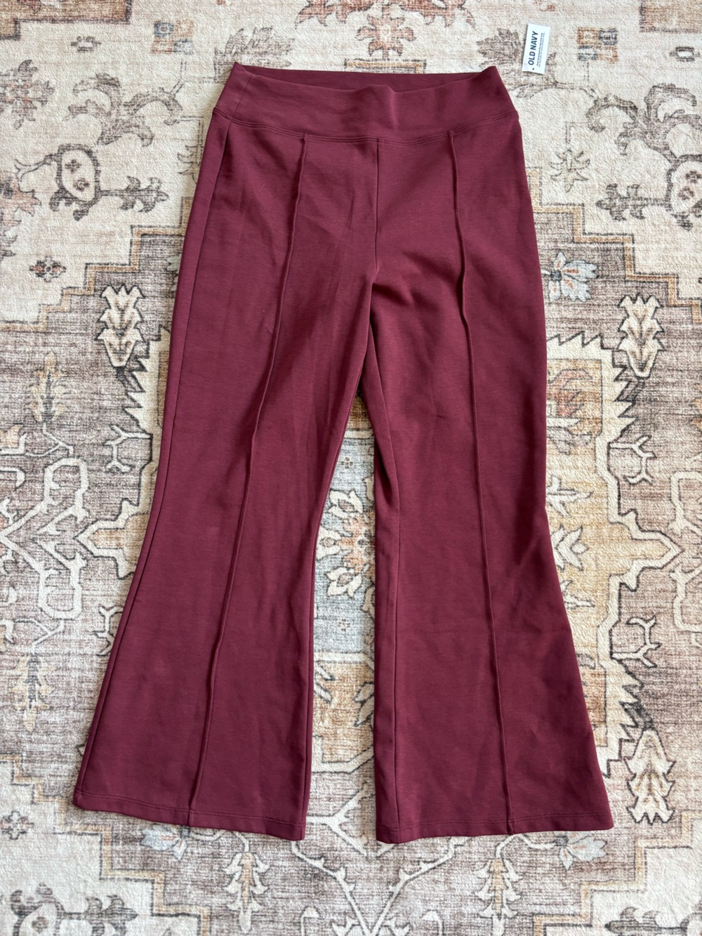 Old Navy Maroon High-Waist Flare Leggings